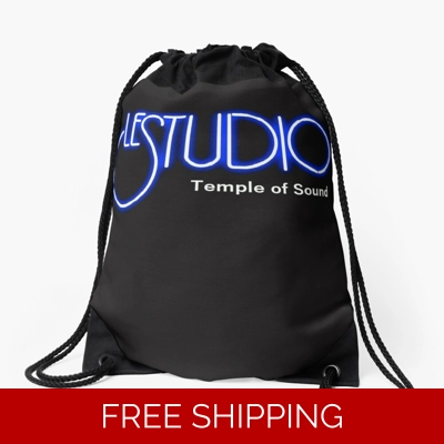 Le Studio Drawstring A Bag Black White & Blue TOS Logo White